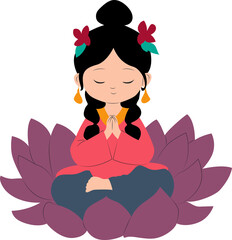Cute Annapurna goddess sitting on Lotus