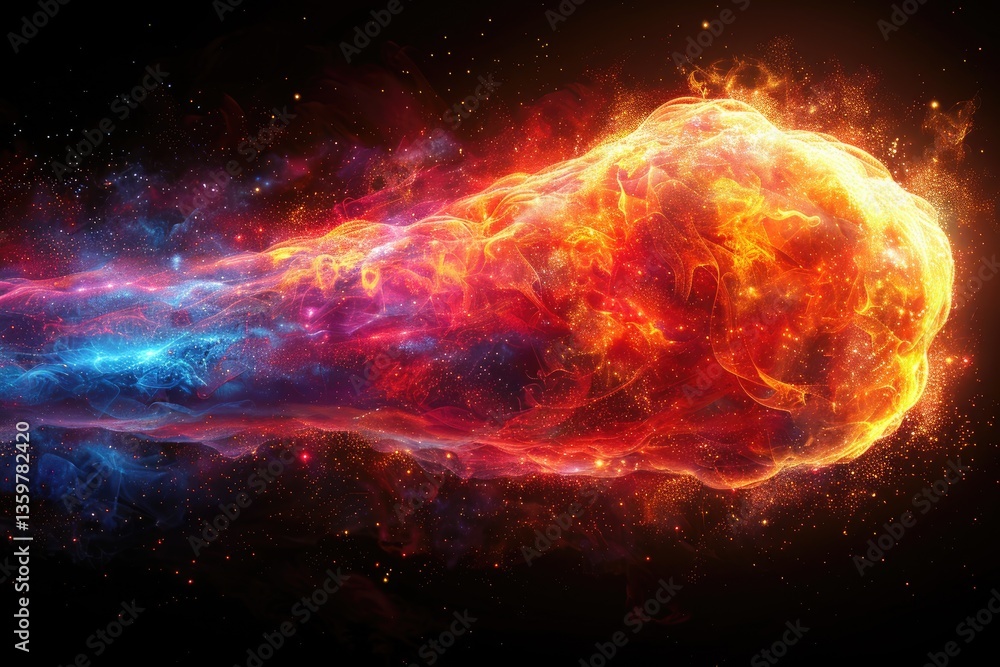 Poster a cosmic nebula displaying colors and particles in dark space