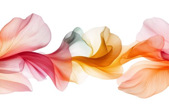 Abstract Flower Petal Swirl: A Surreal Highly Detailed Design of Curving Petals in Vibrant Colors Isolated on White