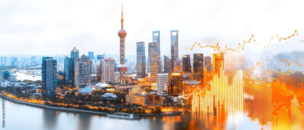 Poster a dynamic visualization of ai-driven climate monitoring in shanghai urban landscape infographic pers