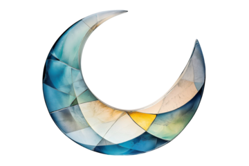 Crescent Moon Shaped Glass Fragment Isolated on White: Transparent and Delicate with Smooth Edges