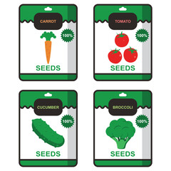Gardening vegetables seeds vector cartoon set isolated on a white background.