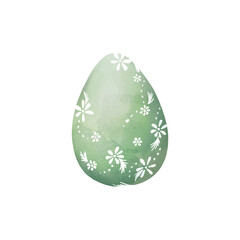 Watercolor easter egg with floral ornament