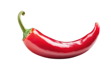 Vibrant red chili pepper with a glossy finish and smooth texture on a clean white background