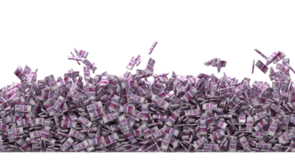 A mountain of euro bills falling