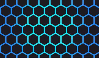 Black hexagon with sky blue light background
