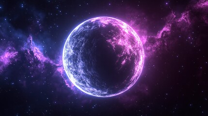 Cosmic orb glowing in vibrant nebula