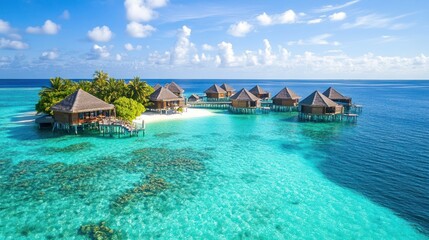 Exotic retreat: Overwater bungalows on a tropical island in the Maldives