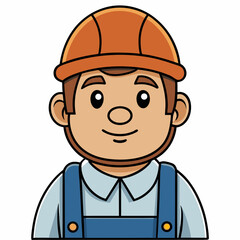 Obraz premium Friendly Construction Worker: A friendly construction worker wearing a protective orange helmet and work clothes, perfect for illustrating concepts like construction, safety, and the working class.