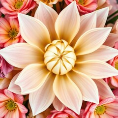 Fototapeta premium Delicate quilled petals unfolding from a central core,, floral arrangement, whimsical