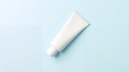 3d rendering of empty white tube mockup lying down. Cream packaging design mockup.