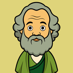 Ancient Sage Portrait: A wise sage with a long white beard and flowing hair, dressed in traditional attire, conveys wisdom and knowledge in this striking, animated image.
