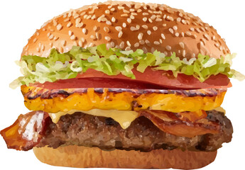 burger meat cheese and pineapple3