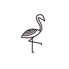 bird animal silhouette symbol sign line icon vector flamingo