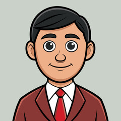 Professional Man in Red Suit: A striking vector portrait of a confident man with a clean-cut style, smartly attired in a red suit and tie.