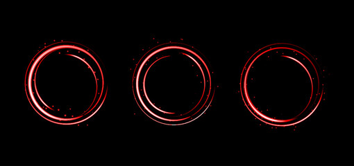 Red neon blurry light circles at motion.