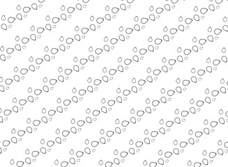 Seamless minimalist pattern with black egg outline motif on white background. A simple and modern design suitable for textiles, wallpapers and graphic elements.
