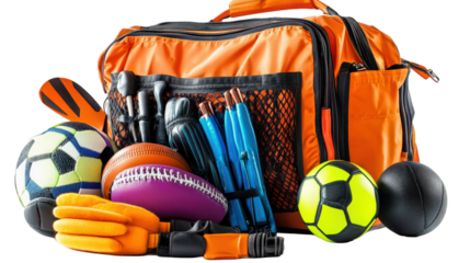 Sports Equipment Bag with Assorted Items