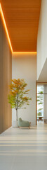 Obraz premium Minimalist interior design showcasing a serene sitting area with natural elements