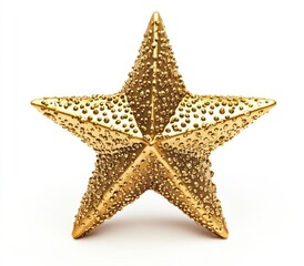 Golden Star Ornament Sparkling on White Background Holiday Decoration Design