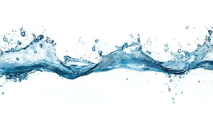 A splash of water creating dynamic waves against a white background.