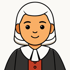 Obraz premium Cartoon Judge: A simplified cartoon depiction of a judge, complete with traditional attire, symbolizing justice, fairness, and legal authority.