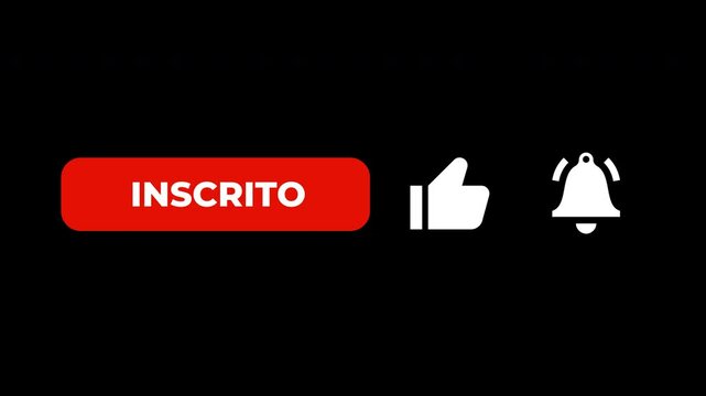 Subscribe like and bell click animation Portuguese.  Inscreva-se no Canal. Alpha Channel