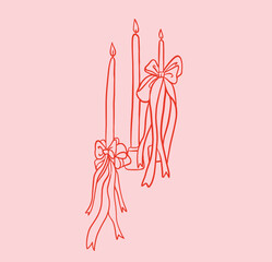 Whimsical Candlestick Candle Light Illustration.