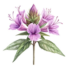 Beautiful blooming flower illustration with vibrant petals and detailed leaves