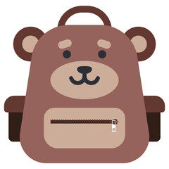 Cute bear backpack for kids vector cartoon illustration isolated on a white background.