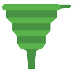 Silicone collapsible foldable funnel household vector cartoon illustration isolated on a white background.