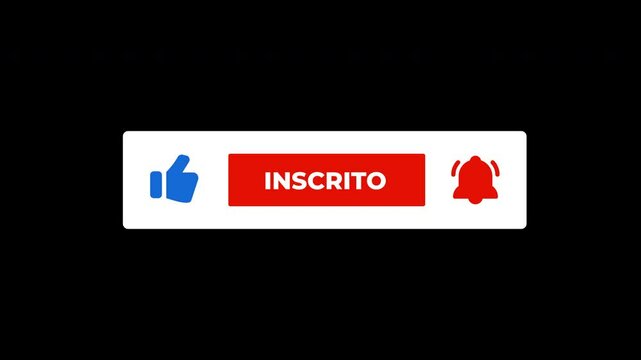 Subscribe like and bell click animation Portuguese.  Inscreva-se no Canal. Alpha Channel