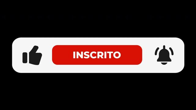Subscribe like and bell click animation Portuguese.  Inscreva-se no Canal. Alpha Channel