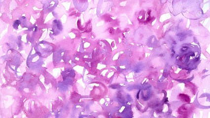 Fototapeta premium Purple Watercolor Abstract Brushstroke Pattern in 16:9 Screen Size, Powerpoint Display. Hand Painted Wallpaper Surface and Background.