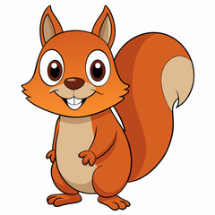 Happy Squirrel Cartoon: An adorable cartoon squirrel with big eyes and a cheerful smile stands proudly, ready to bring joy and cheer to any project.