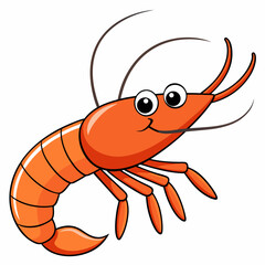 Animated Shrimp: A delightful animated shrimp, illustrated with vibrant colors and charming expressions, playfully embodies the wonders of aquatic life.