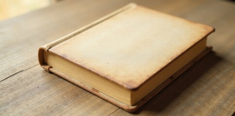 Fototapeta premium Book cover with embossed texture in natural beige color, book cover, beige