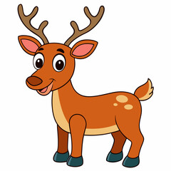Cartoon Deer Illustration: A charming cartoon deer, adorable with large eyes and spotted coat, exudes cheerfulness in this delightful illustration, perfect for children's themes and festive design.