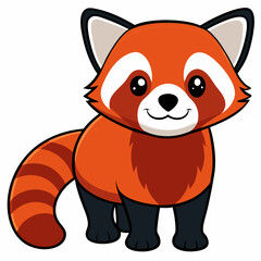 Adorable Red Panda Cartoon: A charming cartoon illustration of a red panda, showcasing its distinctive reddish-orange fur, bushy tail, and endearing expression.
