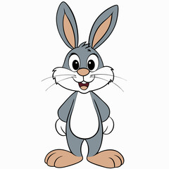 Smiling Bunny: a cartoon rabbit standing. Expressing the delight and joy of childhood, the scene evokes the whimsical wonder of animation