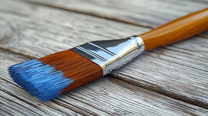 Fototapeta premium Paintbrush on Wooden Surface