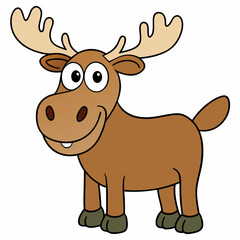 Playful Moose Illustration: A cheerful moose illustration, exuding a sense of approachability and whimsy.  Perfect for adding a touch of delight to your projects.