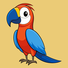 Vibrant Parrot in Full View: An adorable and expressive parrot showcases its vibrant plumage and distinctive features, creating an engaging design that embodies the spirit of tropical beauty.