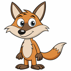 Friendly Fox: A charming illustration of a cartoon fox, standing upright with a cheerful expression, ready to bring joy to any project. 
