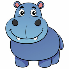 Friendly Hippopotamus: A charming and cute hippopotamus, depicted in a playful illustration style, bringing joy to children.