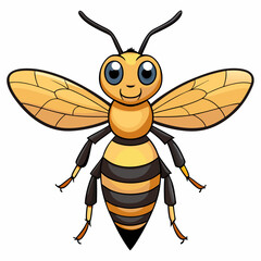Animated Bee: A friendly and cheerful bee illustration with a vibrant color scheme, capturing the essence of nature's buzzing pollinators. 