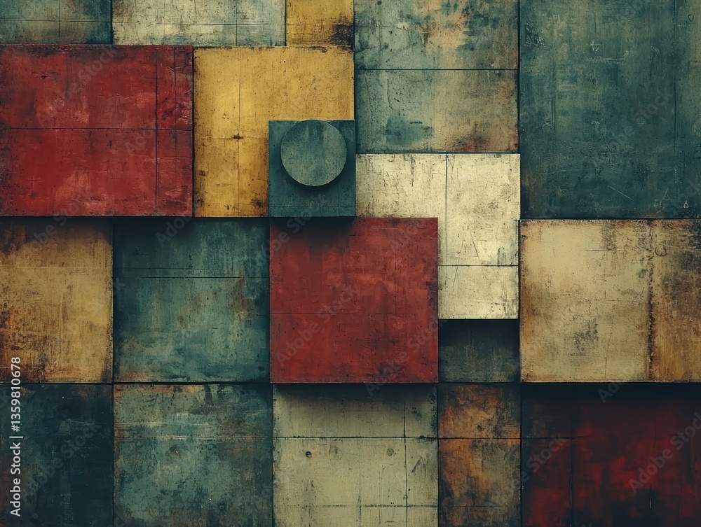 Poster abstract geometric pattern of layered squares in various colors