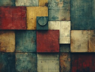 Abstract geometric pattern of layered squares in various colors
