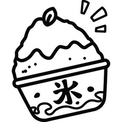 a vector of japanese ice desert in black and white coloring