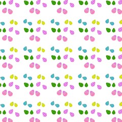 Seamless pattern of colorful Easter eggs with a cheerful and unique design suitable for Easter-themed decorations, textiles, and graphic backgrounds.